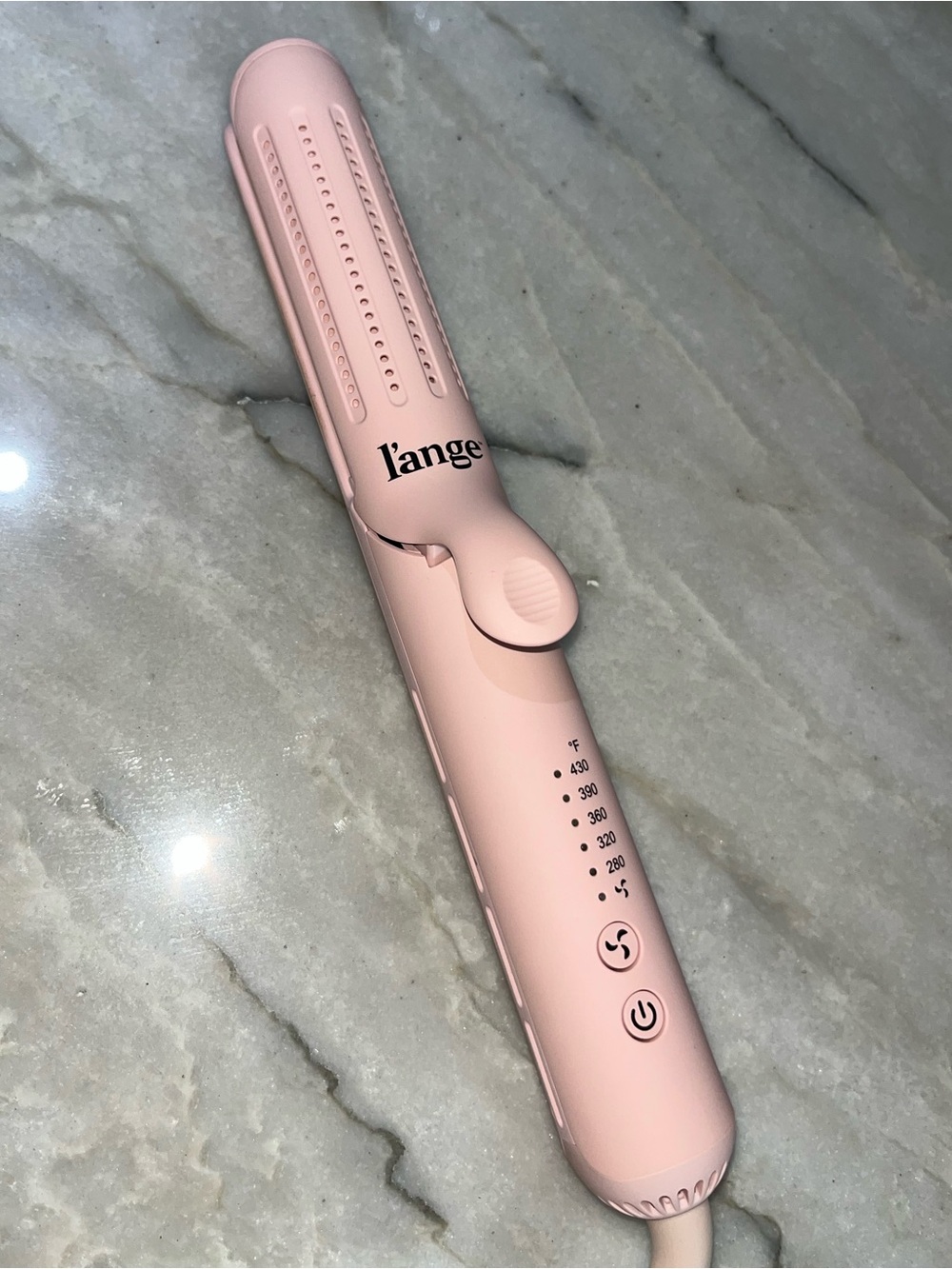 L’ange A133 Le Duo 360 Airflow Styler Flat Iron Curling Wand Blush Pink EUC